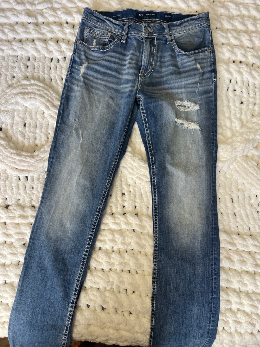 BKE Men’s Jake size W33/L34. Straight leg Jeans in Light Blue Wash - Picture 1 of 5